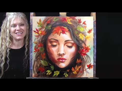 Learn How to Draw and Paint with Acrylics-MOTHER NATURE AUTUMN-Easy Beginner Tutorial-Time Lapse