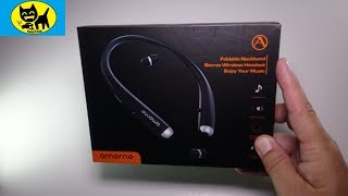AMORNO Bluetooth Headphones,  Foldable Wireless Neckband Headset with Retractable Earbuds