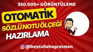 Otomatik Sözlü Notu(Ders İçi Etkinliklerine Katılım) Ölçeği Hazırlama 