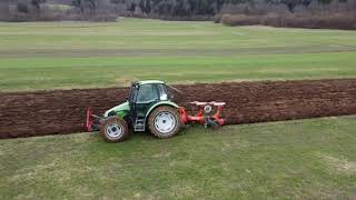Ploughing with Deutz Fahr agrotron and Kverneland