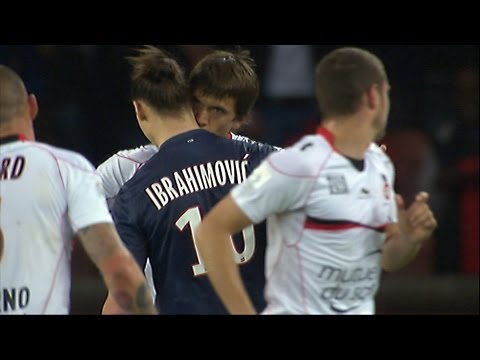 Nice defender Civelli kisses PSG's Zlatan Ibrahimovic / 2012-13