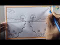 How to draw Village River Scenery