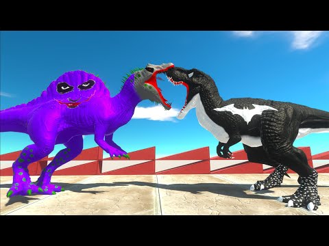 BATMAN T-REX vs JOKER SPINOSAURUS DEATH RUN - Animal Revolt Battle Simulator