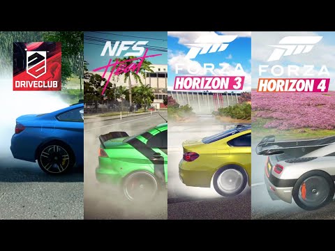 Driveclub vs NFS Heat vs Forza Horizon 3 vs Forza Horizon 4 - Tire Smoke Burnout Effect
