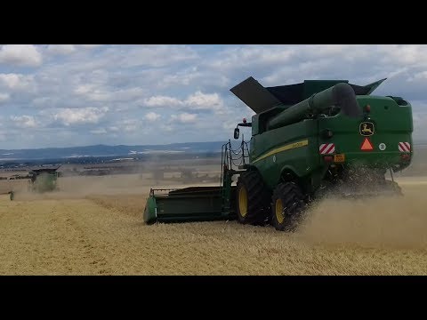 Žně 2019 - ječmen | HARVEST BARLEY 2019 | 3× John Deere S680i | Case IH Quadtrac 620