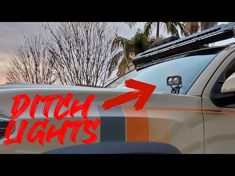 Ditch light install with Baja Designs Pro S2 LEDs - Toyota Tacoma = demo in the end!