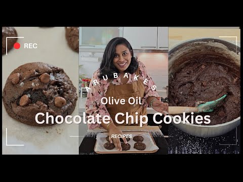 Olive Oil Chocolate Chip Cookies l Chewy Soft Choc Chip Cookies l Best Cookies l Arubakes