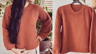 Easy Honeycomb Stitch Tunisian Crochet Sweater Step by Step Tutorial