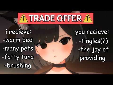 【ASMR】a cozy night with a.. realistic catgirl🖤🐱 | fluffy comfy sounds✨ | deep voice😴 | onee-san RP🌃