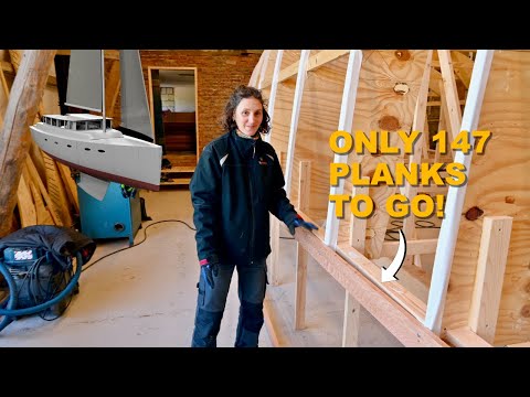 The First Of 150 Strip Planks | DIY 50 Ft Sailboat - Ep. 344 RAN Sailing