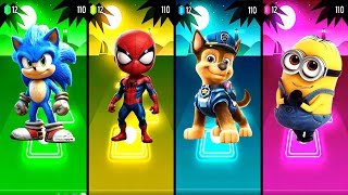 Sonic 🆚 Spidey 🆚 Paw Patrol 🆚 Minions in Tiles Hop EDM Rush🎶