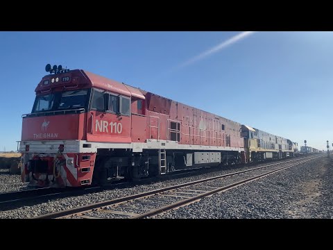 Up 4PM6 Pacific National freight with NR110 (GHAN) NR105 NR106 passing through Gheringhap 8/3/2025