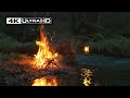 4K Campfire By The Dark River Soothing Sounds Of Nature