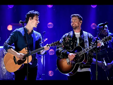 Shawn Mendes and Justin Timberlake performing "What Goes Around Comes Around" iHeart Festival 2018 thumnail