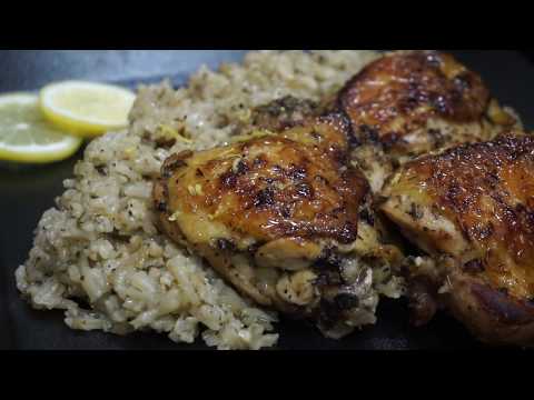 One Skillet Greek Chicken and Lemon Rice | One Skillet...