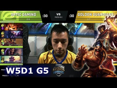 OpTic Gaming vs Golden Guardians | Week 5 Day 1 of S8 NA LCS Spring 2018 | OPT vs GGS W5D1 G5