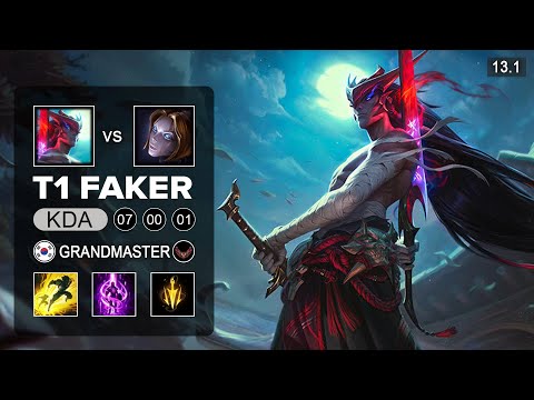 T1 Faker Yone vs Orianna Mid - KR Grandmaster - Patch 13.1 Season 13