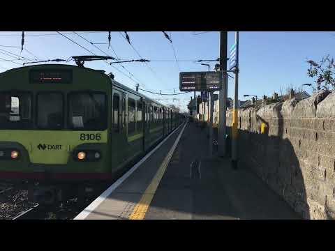Train arriving at Howth Junction Train Station in Dublin IRELAND