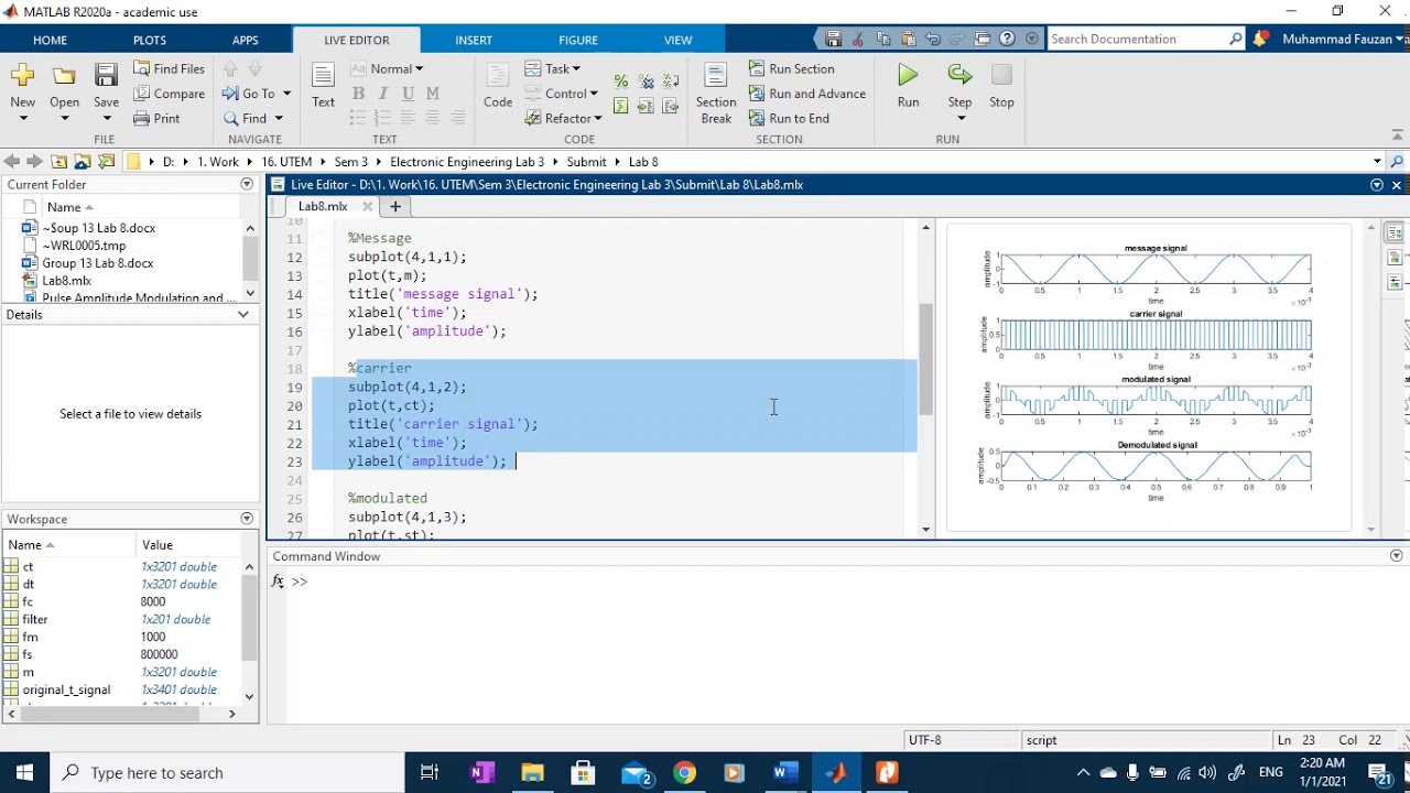 Pulse Amplitude Modulation using Matlab Code