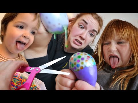 MAKiNG SQUiSHiES with ADLEY!! What's inside our homemade squishy toys? Family Craft n Backyard Fort