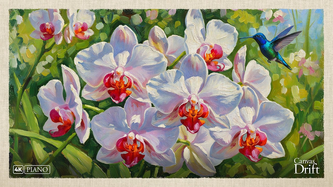 Deep Focus Piano for Study & Mental Clarity – Orchid Light with Romantic Impressionist Art