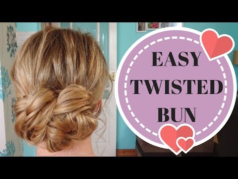 How to do a simple low twisted bun hairstyle - easy 10...
