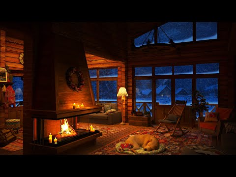 Goodbye Insomnia! Deep Sleep in 3 Minutes | Relaxing Blizzard, Fireplace, and a DOG nearby!