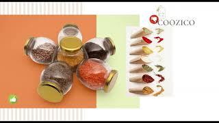 COOZICO Glass Jar with Air Tight Black Lid for Kitchen Dried Masala Storage,Honey Jar and Container