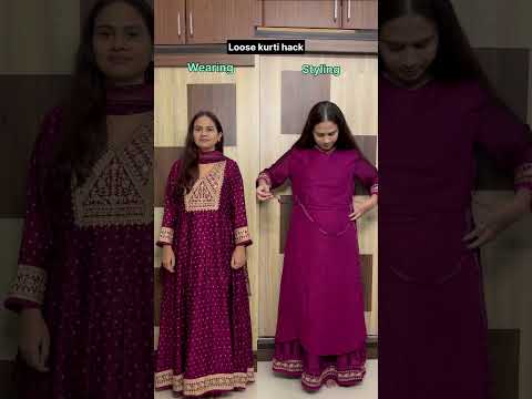 Wearing vs styling loose kurti #youtubeindia #hack #grwm #wearingvsstyling #loosekurtihack #shorts