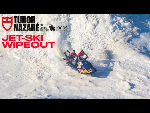 Jet Ski Wipeout w/ Kai Lenny & Lucas Chianca At The 2021 TUDOR Nazaré Tow Surfing Challenge