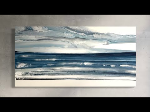 Stunning Landscape Pour. Acrylic Pour Painting, Flow Art, Fluid Art Technique,