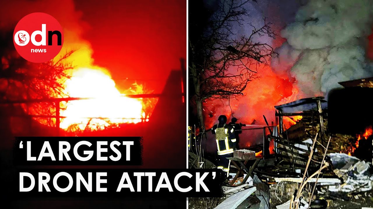 Footage Shows Aftermath of Russia's 'Largest Drone Attack' on Ukraine, Kyiv Says