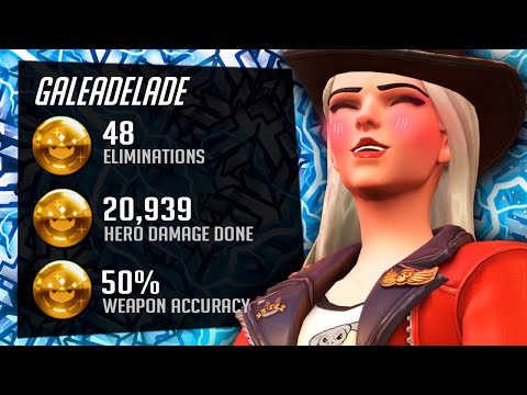 Gale Hitscan God Ashe - 48 elims! Insane Aim! [ Overwatch Season 30 Top 500 ]