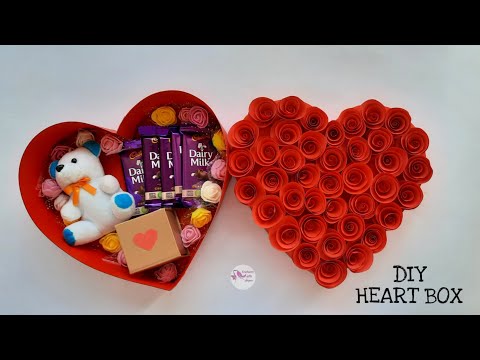 Rose Heart Box tutorial | Heart Box with Roses & chocolate | DIY Valentine's Gift idea |DIY Rose Box