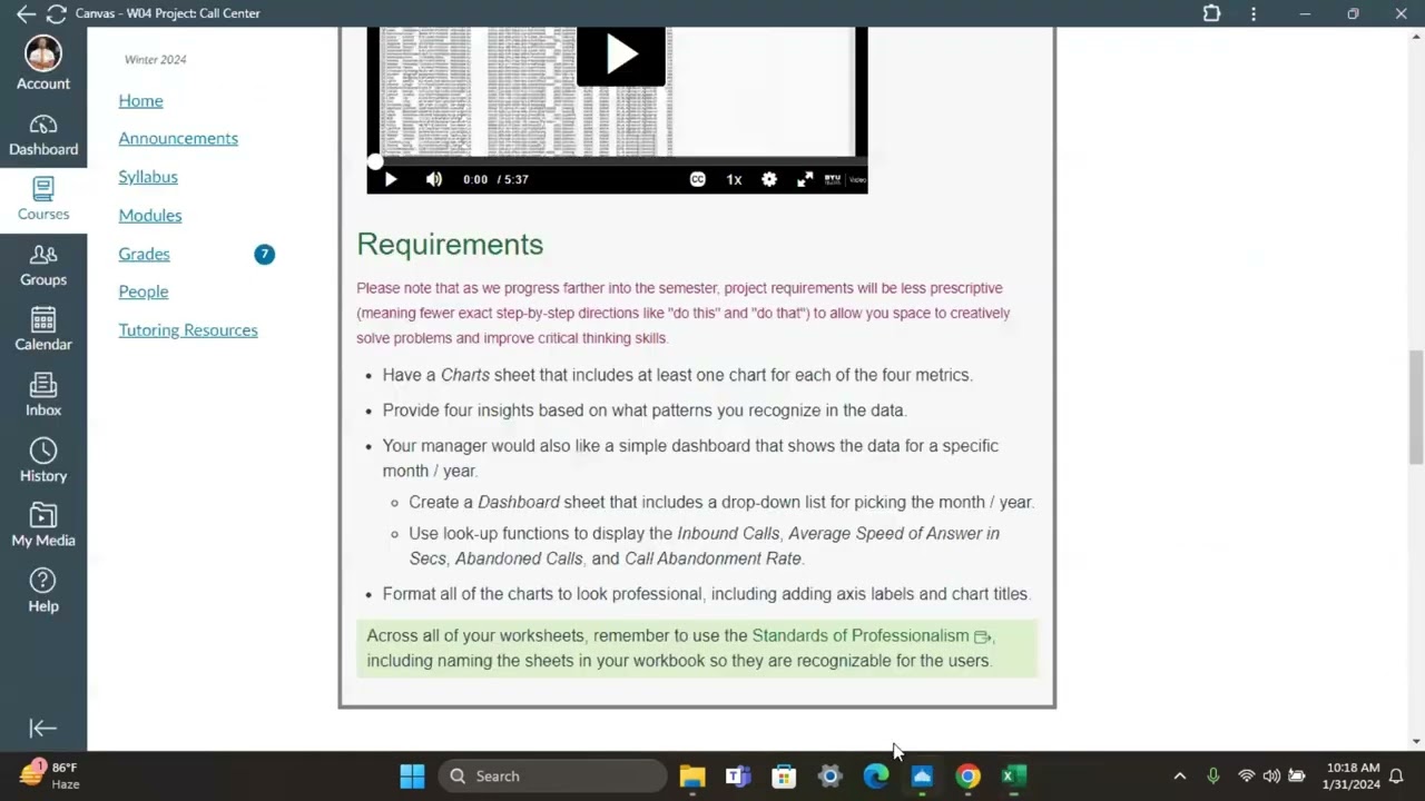 W04 Project Call Center BUS 115 Tutorials