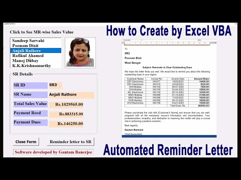 Automated Reminder Letter Generation for Sales Representatives | Part 31 | Excel VBA Tutorial