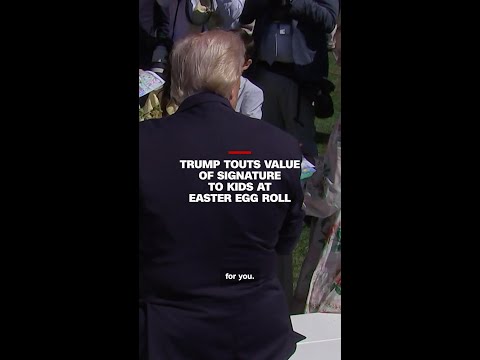 Trump touts value of signature to kids at Easter Egg Roll