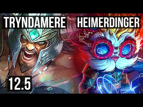 TRYNDAMERE vs HEIMERDINGER (TOP) (DEFEAT) | 7 solo kills, 1000+ games | KR Master | 12.5