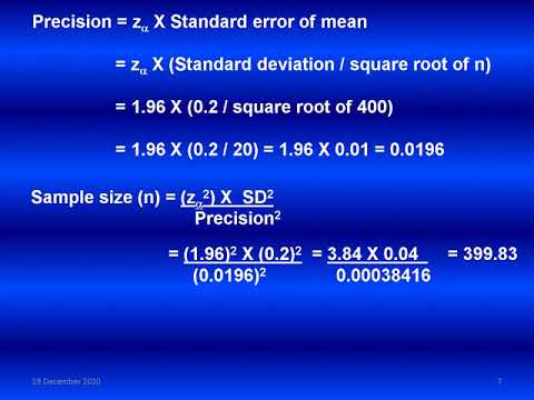 , title : 'Sample size calculation for mean and SD with examples'