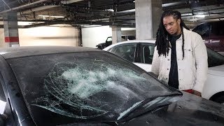 Looking at my vandalized car for the first time..