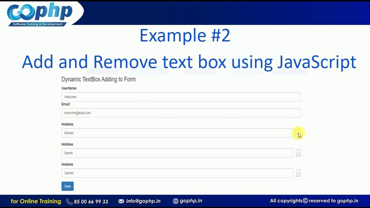 26 - Add and Remove text box using JavaScript