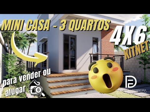 027 - Mini Casa 4x6 com 3 quartos | Kitnet / Loft 24m |  Tiny House | Quitinete | Small House