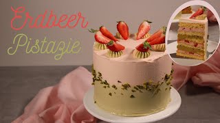 Erdbeer Pistazien Torte | Erdbeercreme – Pistaziencreme | julia's cakery