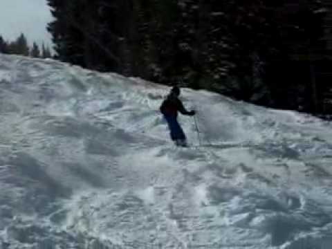 9 yr old skiing 128 Volkls