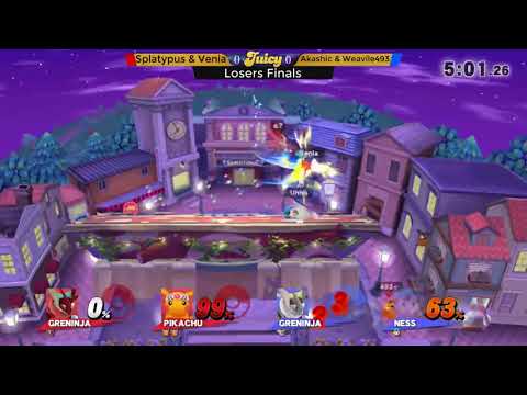 Juicy@BWW Smash 4 Night #67 Doubles! Losers Finals - Weavile493 & Akashic vs Venia & Splatypus