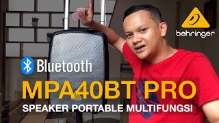 Video thumbnail for Wireless Speaker Bluetooth Portable Multifungsi Behringer MPA40BT PRO - Review & Test Sound System by DiGi Audio Store