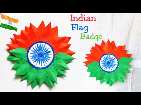DIY Independence day Badge/Indian Tricolor Flag Badge Making for kids/15 August Craft Ideas/Badge Video