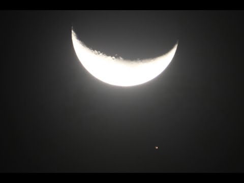Crescent Moon and Mars, Star and Crescent and Mars, DSLR AND TELESCOPE, 17 APRIL 2021