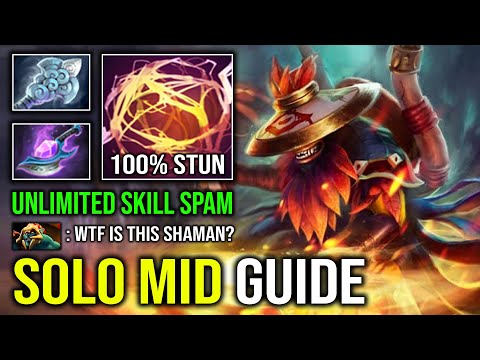 How to Solo Mid Shadow Shaman 100% Perma Stun Lock Skill Spam Arcane Blink Wind Waker Dota 2
