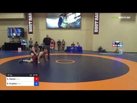 2018 Marine Corps US Open/UWW Junior Greco Roman 87 Quarters - Kaleb Gaede (Olym) Vs. Barrett Hugh